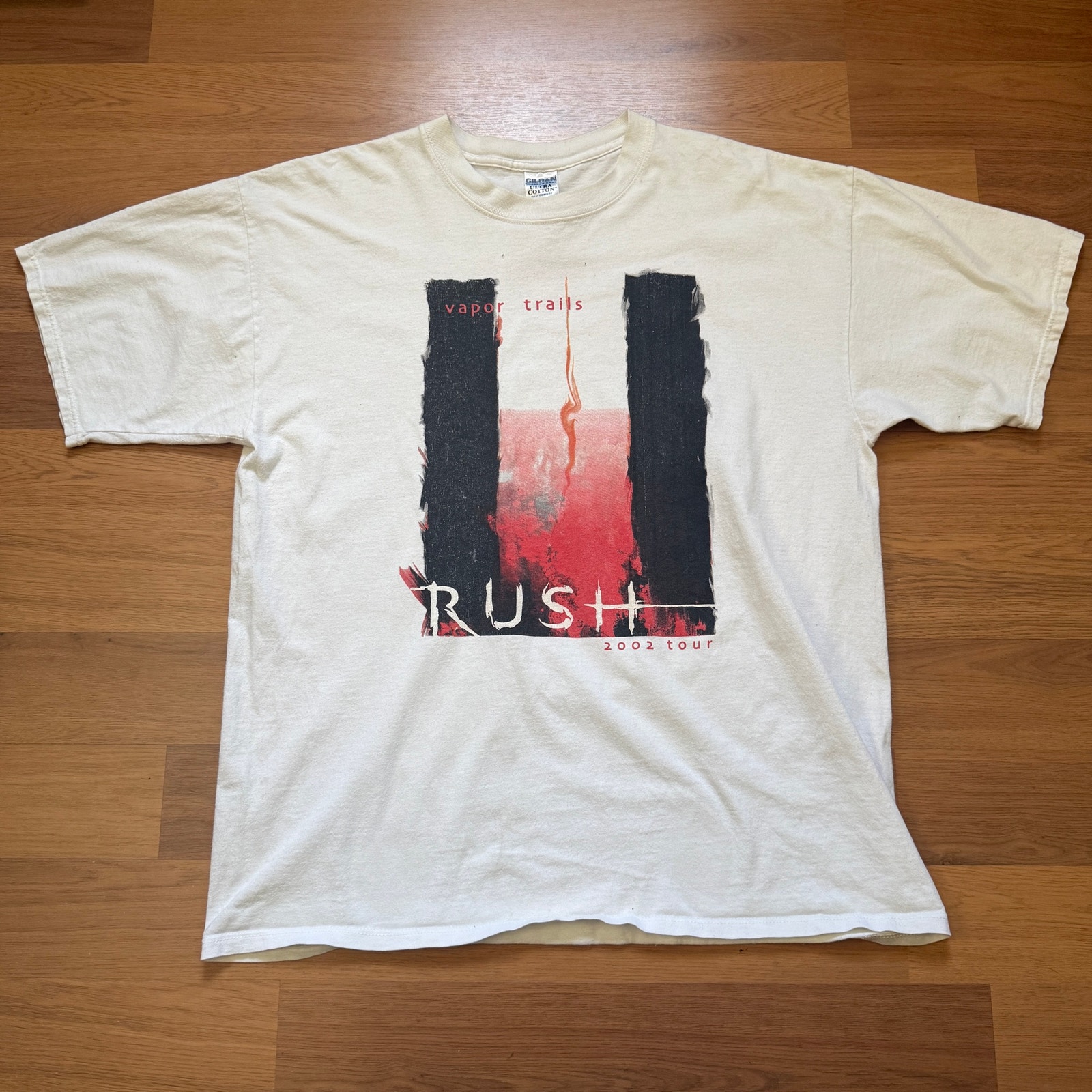 Men's Vintage 2002 Rush Vapor Trails Tour White Red Concert Band Tee Shirt Sz Xl